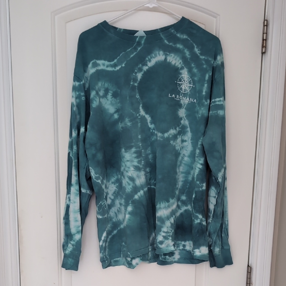 Teal Tie-Dye Long Sleeve Shirt La Romana, DR